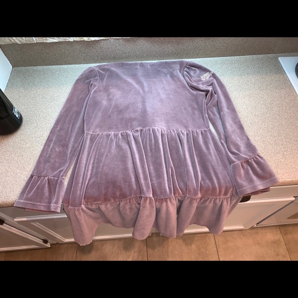 Rose Crushed Velvet hoodie dress style button up - Picture 10 of 14